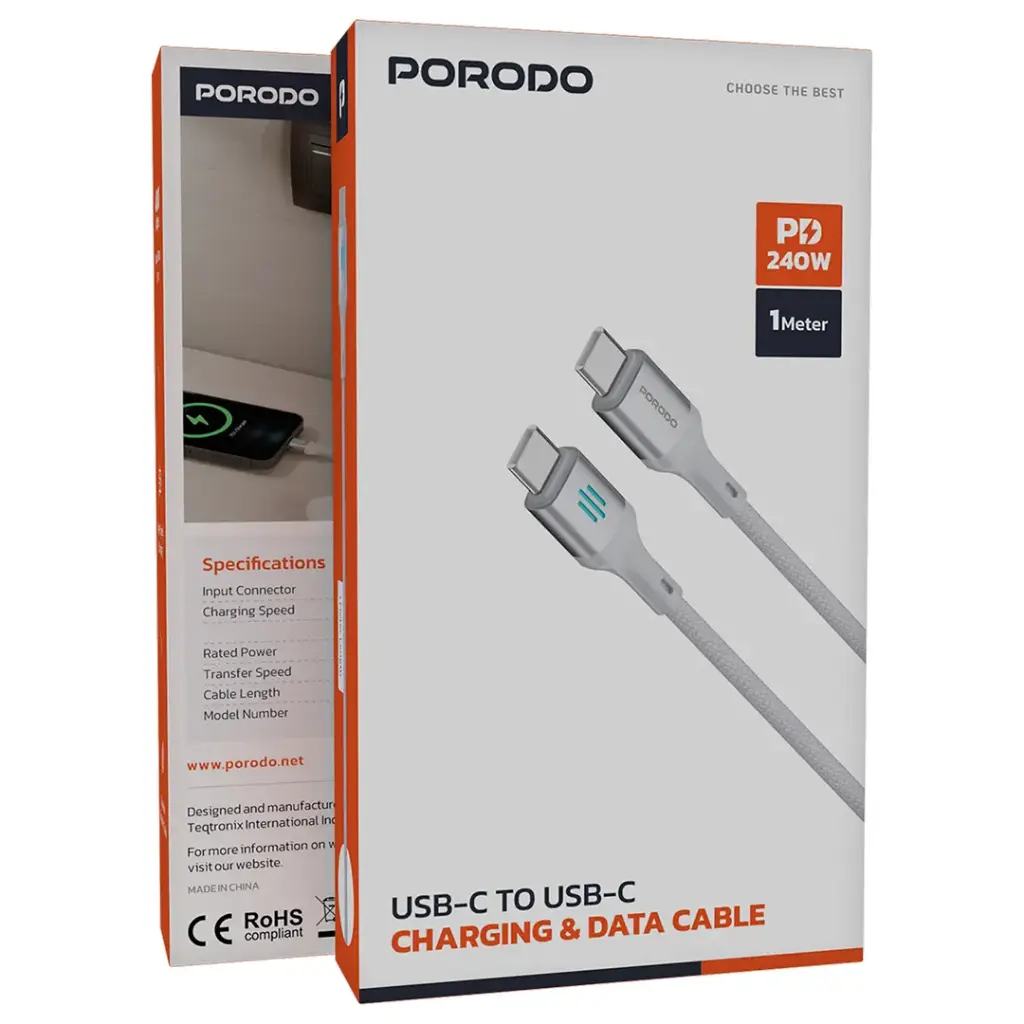 کابل USB-C به USB-C پورودو مدل PD 240W | Porodo USB-C to - Image 4