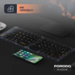 کیبورد بی‌سیم و تاشو پورودو مدل Crystal shell کد PDETK03