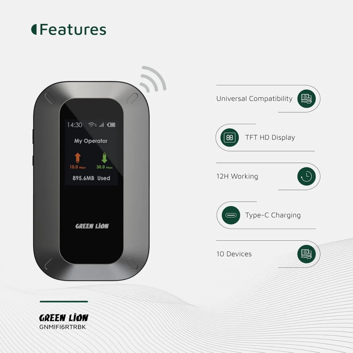 مودم همراه 4G LTE با پشتیبانی WiFi 6 گرین لاین مدل GL-M12