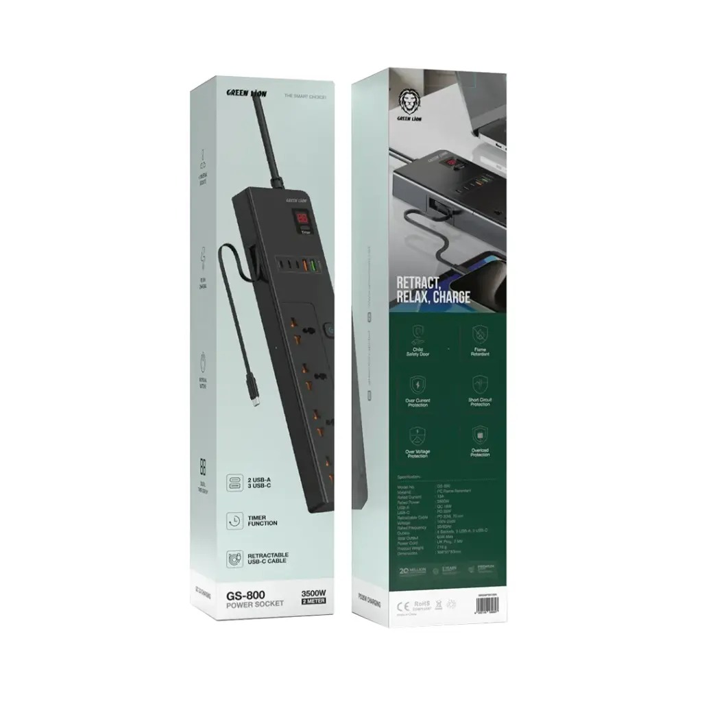 پریز برق گرین لاین مدل GS-800 چندراهی برق گرین لاین مدل GS-800 ظرفیت ۳۵۰۰ وات - Image 2