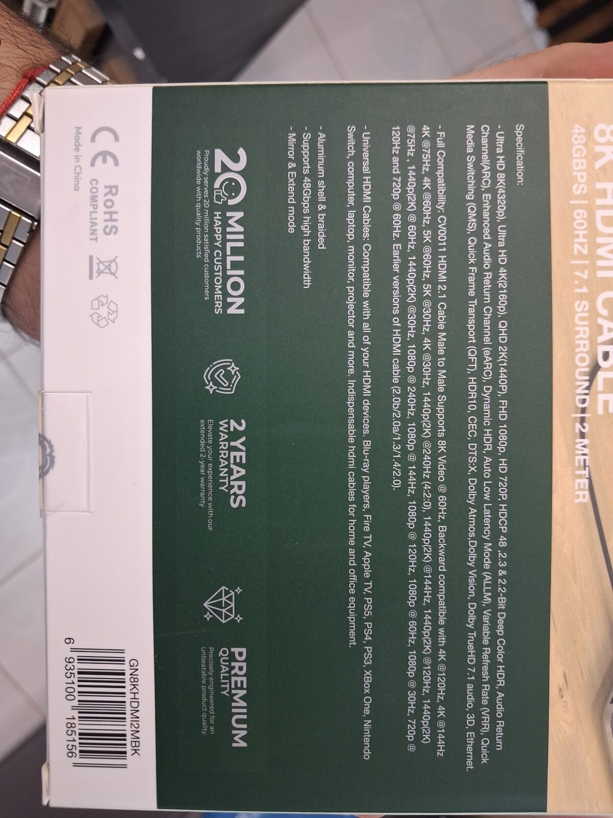 کابل HDMI 8K گرین لاین 2 متری مدل GN8KHDMI2M با روکش بافته - Image 3