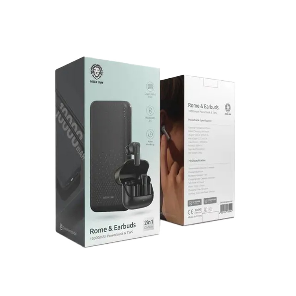 پاوربانک و هدفون گرین لاین مدل Rome TWS ست پاوربانک و هدفون TWS گرین لاین مدل Rome 10K و Earbuds - Image 2