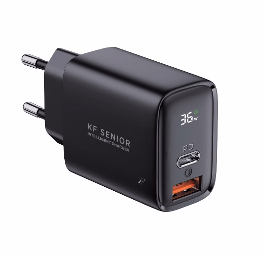 شارژر کی اف سنیور مدل TH-138 - 01 شارژر کی اف سنیور مدل TH-138 GaN 36 وات با خروجی تایپسی و USB - Image 1