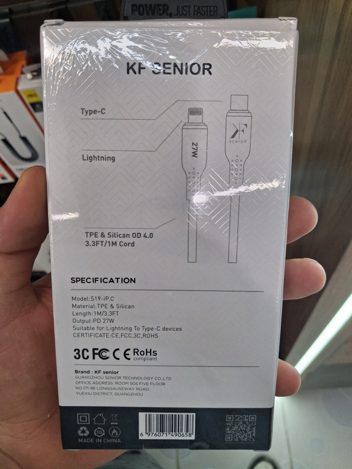 کابل شارژ تایپ سی به لایتنینگ کی اف سنیور مدل S19-iP.C - 02 کابل USB به لایتنینگ کی اف مدل S19-iP.C تصویر شماره 2