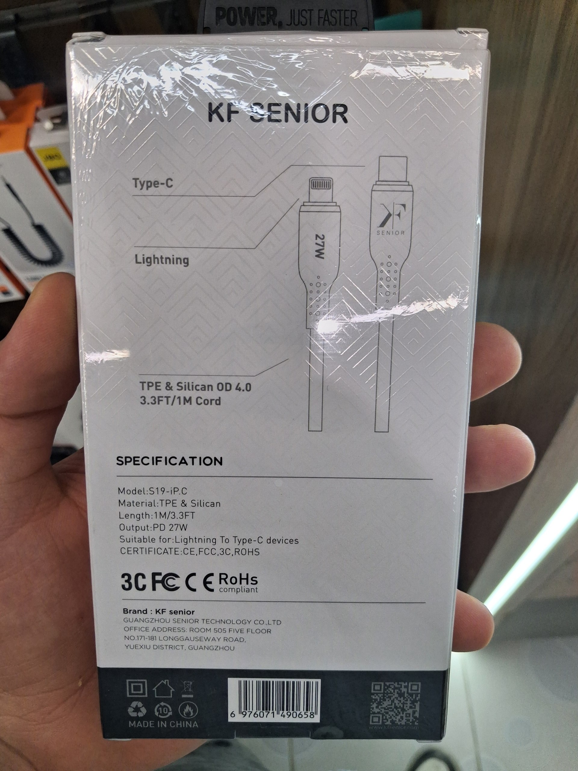 کابل USB به لایتنینگ کی اف مدل S19-iP.C