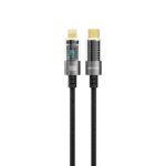 کابل USB-C به لایتنینگ پورودو مدل PD-30LCD بافته شفاف با نمایشگر توان