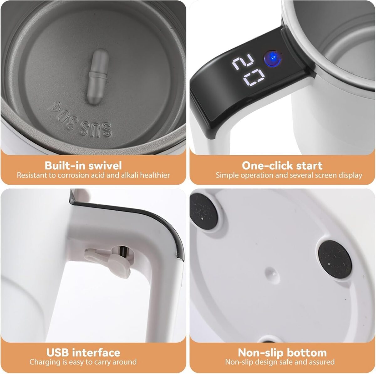 ماگ همزن اتوماتیک جی بی کیو مدل Vortex ظرفیت 380 میلی‌لیتر - Image 5