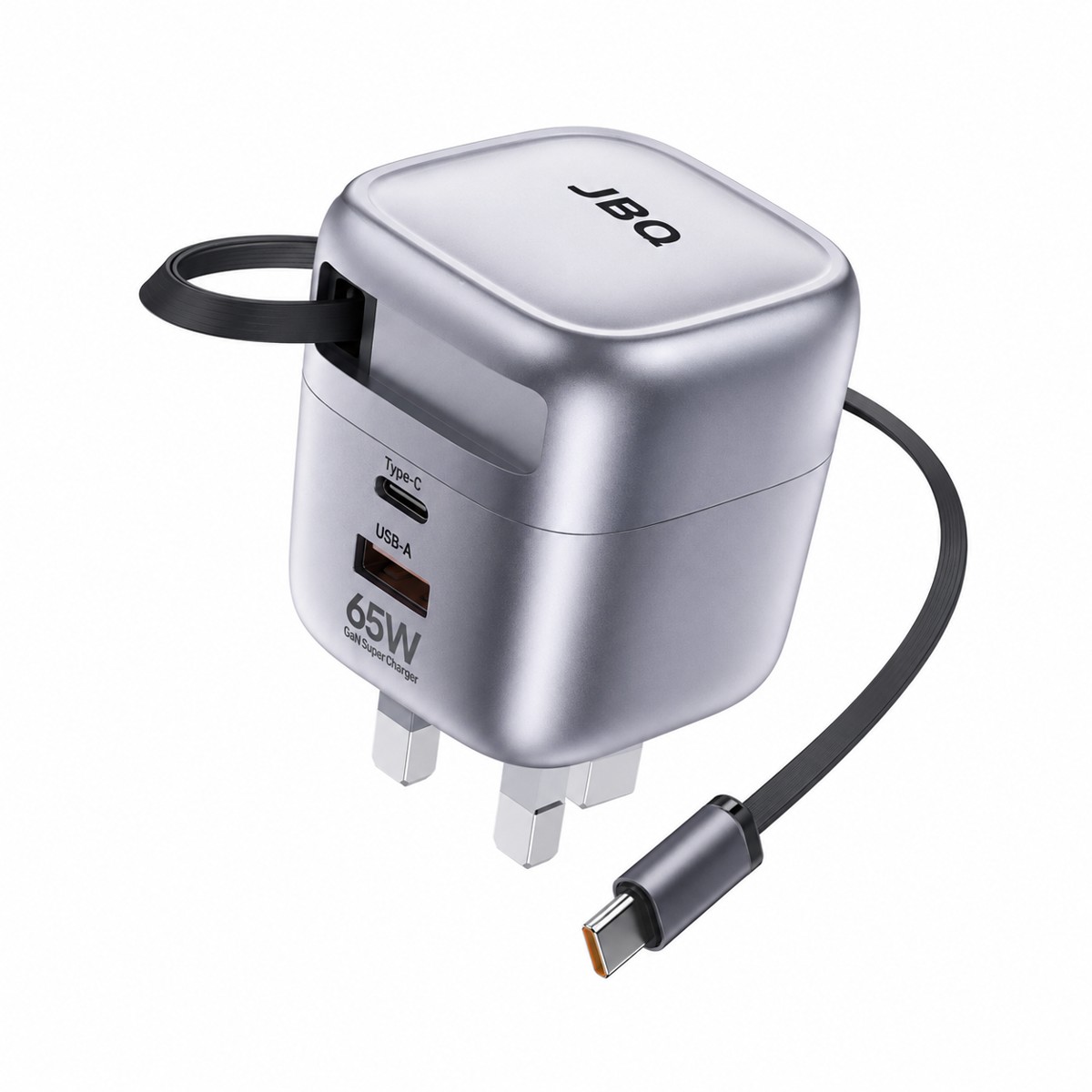 شارژر دیواری فست شارژ ۶۵ وات جی بی کیو مدل Super Volt GaN شارژر دیواری فست شارژ ۶۵ وات جی بی کیو مدل Super Volt GaN به همراه کابل جمع شونده - Image 1