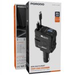 شارژر فندکی ۶۶ وات پرودو مدل Multi-Port به همراه کابل جمع شونده